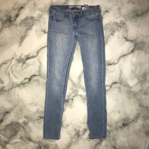 light washed low-rise skinny jeans